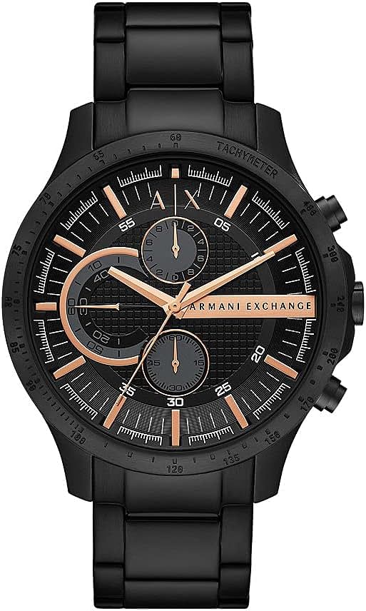 Armani Exchange Chronograph Black Dial Black Steel Strap Watch For Men - AX2429