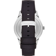 Emporio Armani Lambda Classic Quartz Black Dial Black Leather Strap Watch For Men - AR11020