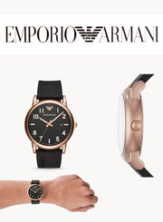 Emporio Armani Luigi Quartz Black Dial Black Rubber Strap Watch For Men - AR11097