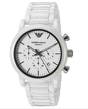Emporio Armani Luigi Chronograph Ceramic White Dial White Ceramic Strap Watch For Men - AR1499