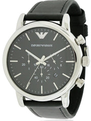 Emporio Armani Dress Analog Black Dial Black Leather Strap Watch For Men - AR8029