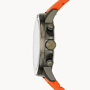 Fossil Bannon Chronograph Grey Dial Orange Silicone Strap Watch for Men - BQ2500