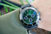 Breitling Superocean Heritage B01 Chronograph 44 Green Dial Black Mesh Bracelet Watch for Men - MB01621A1L1S1