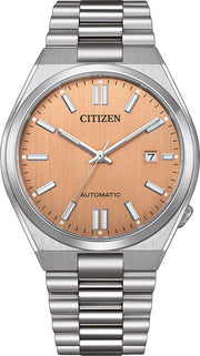 Citizen Tsuyosa Automatic Salmon Orange Dial Silver Steel Strap Watch For Men - NJ0159-86Z