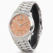 Citizen Tsuyosa Automatic Salmon Orange Dial Silver Steel Strap Watch For Men - NJ0159-86Z
