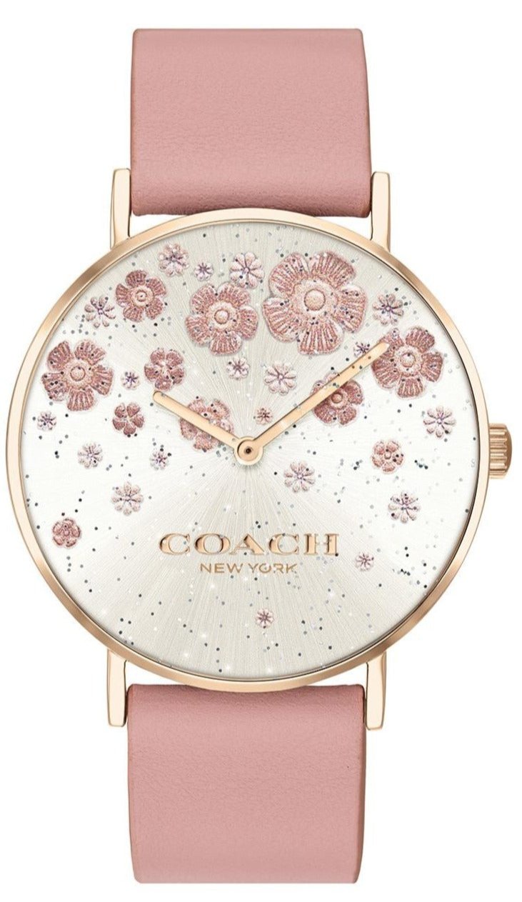 Coach Perry Silver Dial Pink Leather Strap Watch For Women - 14503325