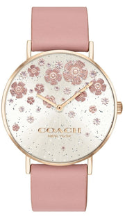 Coach Perry Silver Dial Pink Leather Strap Watch For Women - 14503325