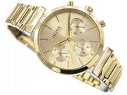 Hugo Boss Flawless Chronograph Gold Dial Gold Steel Strap Watch for Women - 1502532