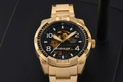 Fossil Bronson Automatic Skeleton Black Dial Gold Steel Strap Watch for Men - ME3257