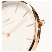 Daniel Wellington Classic Reading White Dial Black Leather Strap Watch For Women - DW00100041