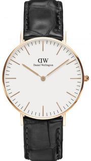 Daniel Wellington Classic Reading White Dial Black Leather Strap Watch For Women - DW00100041