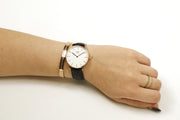 Daniel Wellington Classic Reading White Dial Black Leather Strap Watch For Women - DW00100041