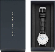 Daniel Wellington Dapper Reading Quartz White Dial Black Leather Strap Watch For Women - DW00100117