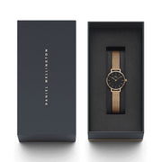 Daniel Wellington Petite Pressed Melrose Black Dial Rose Gold Mesh Strap Watch For Women - DW00100440