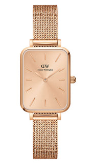 Daniel Wellington Quadro Unitone Rose Gold Dial Rose Gold Mesh Strap Watch For Women - DW00100484