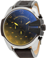 Diesel Mega Chief Chronograph Black Dial Grey Nylon Strap Watch For Men - DZ4523