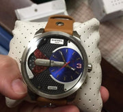 Diesel Mini Daddy Blue & Black Dial Brown Leather Strap Watch For Men - DZ7308