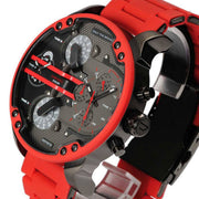 Diesel Mr Daddy 2.0 Chronograph Black Dial Red Silicone Strap Watch For Men - DZ7370