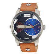 Diesel Mini Daddy Blue & Black Dial Brown Leather Strap Watch For Men - DZ7308