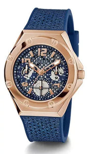 Guess Asteria Multifunction Blue Dial Blue Rubber Strap Watch For Women - GW0620L3