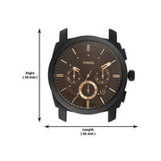 Fossil Machine Chronograph Black Dial Black Leather Strap Watch for Men - FS5586