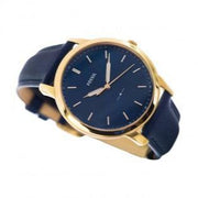 Fossil The Minimalist 3H Analog Blue Dial Blue Leather Strap Watch for Men - FS5789