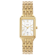 Fossil Raquel Three Hand Date White Dial Gold Steel Strap Watch For Women - ES5220