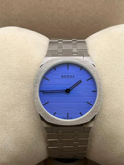 Gucci 25H Quartz Blue Dial Silver Steel Strap Unisex Watch - YA163408