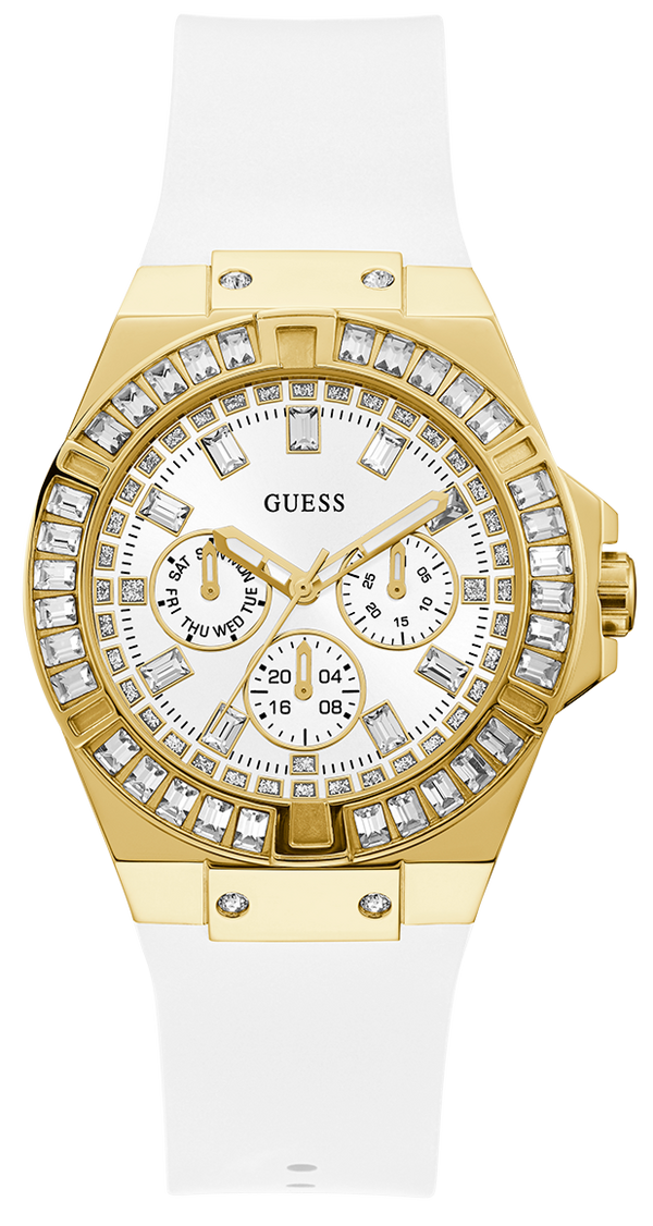 Guess Venus Diamonds White Dial White Rubber Strap Watch for Women - GW0118L5
