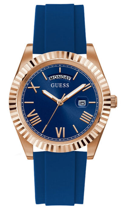 Guess Connoisseur Blue Dial Blue Silicone Strap Watch For Men - GW0335G2