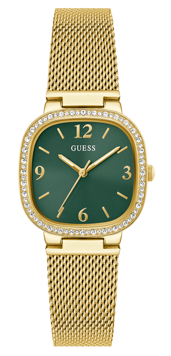Guess Quartz Green Dial Gold Mesh Strap Watch For Women - GW0354L5