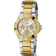 Guess Sunray Multifunction Silver Dial Two Tone Steel Strap Watch for Women - GW0616L2