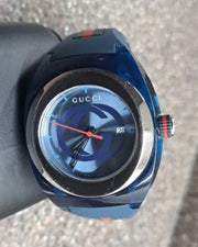 Gucci Sync XXL Quartz Blue Dial Blue Rubber Strap Watch For Men - YA137104