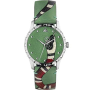 Gucci G Timeless Le Marche Des Merveilles Green Dial Green Leather Strap Watch for Women - YA1264081