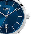 Hugo Boss Officer Chronograph Blue Dial Silver Steel Strap Watch for Men - 1513615