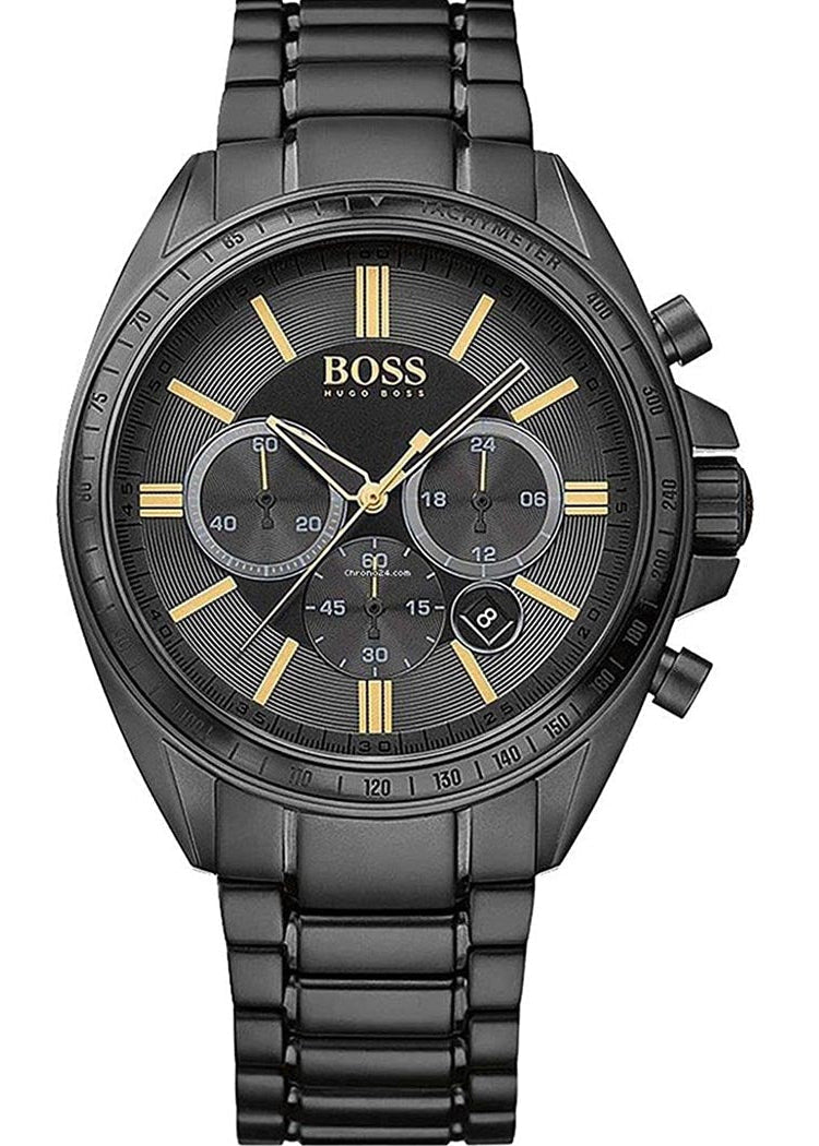 Hugo Boss Driver Chronograph Black Dial Black Steel Strap Watch for Men - 1513277