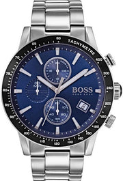Hugo Boss Rafale Chronograph Blue Dial Silver Steel Strap Watch for Men - 1513510