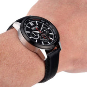 Hugo Boss Rafale Chronograph Blue Dial Black Leather Strap Watch For Men - 1513391