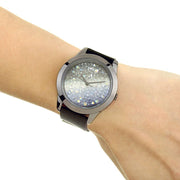 Guess Crush Crystals Silver Dial Black Rubber Strap Watch for Women - W1223L4