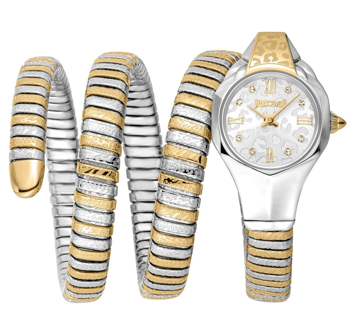 Just Cavalli Ravenna Silver Dial Two Tone Steel Strap Watch for Women - JC1L271M0055