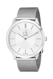 Calvin Klein Minimal Silver Dial Silver Mesh Bracelet Watch for Men - K3M21126