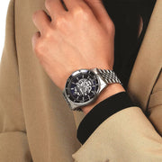 Maserati SFIDA Automatic Skeleton Blue Dial Silver Steel Strap Watch For Men - R882314001