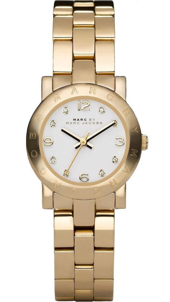 Marc Jacobs Mini Amy White Dial Gold Steel Strap Watch for Women - MBM3057