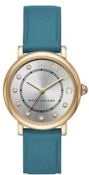 Marc Jacobs Roxy Silver Dial Green Leather Strap Watch for Women - MJ1633