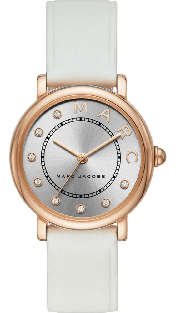 Marc Jacobs Roxy Silver Dial White Leather Strap Watch for Women - MJ1634