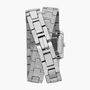 Michael Kors Emery Pave Double Wrap Crystals White Dial Silver Steel Strap Watch for Women - MK4836