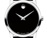 Movado Museum Classic Black Dial Black Leather Strap Watch For Women - 0607015