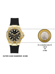 Guess Venus Diamonds Black Dial Black Rubber Strap Watch for Women - GW0118L1