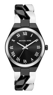 Michael Kors Lennox Analogue Black Dial Two Tone Steel Strap Watch for Women - MK7502