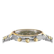 Salvatore Ferragamo Sapphire Chrono Green Dial Two Tone Steel Strap Watch for Men - SFME01223